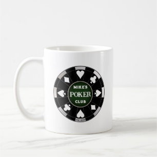 Guy's Gals Poker Klubb Black Poker Chip Coffee Mug Kaffemugg