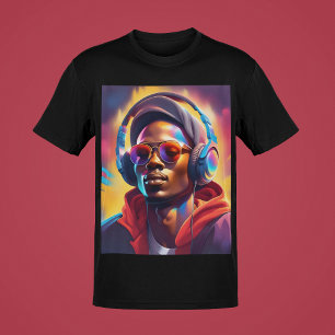 Guy's Music Porträtt Coola Swag Young Killar Stil T Shirt