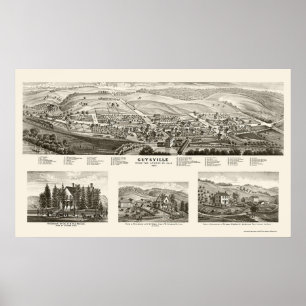 Guysville panorama- karta för OH - 1875 Poster