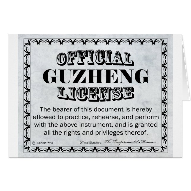 Guzheng License Hälsningskort (Framsidan Horizontal)