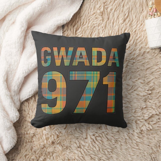 GWADA 971 Madras Vibrant – Fierté Guadeloupéenne Kudde (Filt)