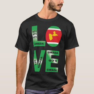 GWADA LOVE drapeau guadeloupe 971 de gwadloup T Shirt