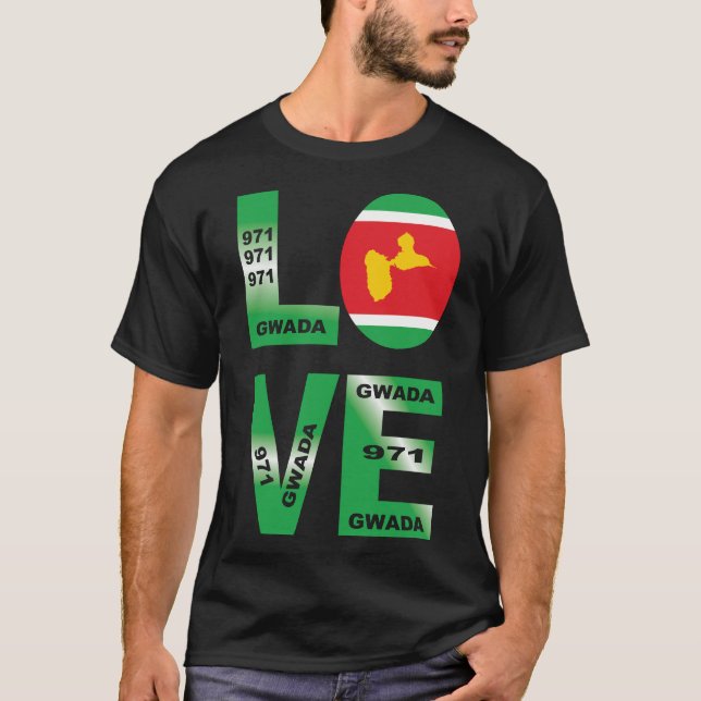 GWADA LOVE drapeau guadeloupe 971 de gwadloup T Shirt (Framsida)