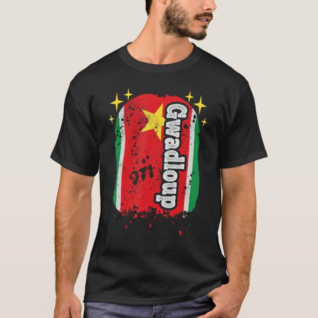 Gwadloup 971 Guadeloupe Gwada Flag  Idea T Shirt (Framsida)