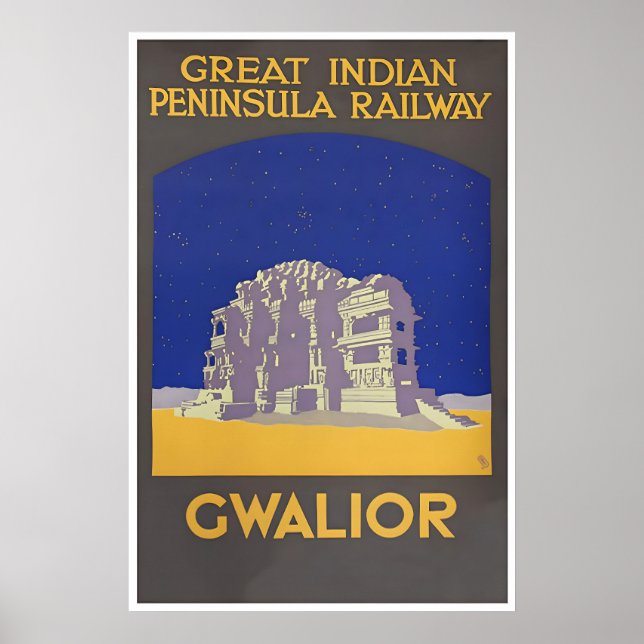 Gwalior Indien Konst Vintage Resa Affisch Tryck (Framsidan)