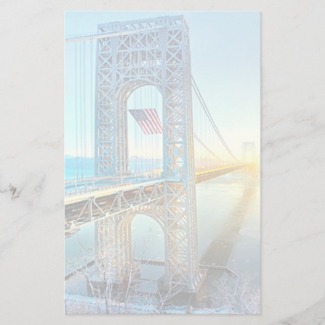 GWB-förbindande fort Lee NJ och Manhattan NYPlus Brevpapper (Framsida)