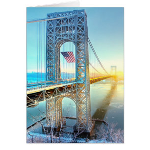GWB-förbindande fort Lee NJ och Manhattan NYPlus Hälsningskort