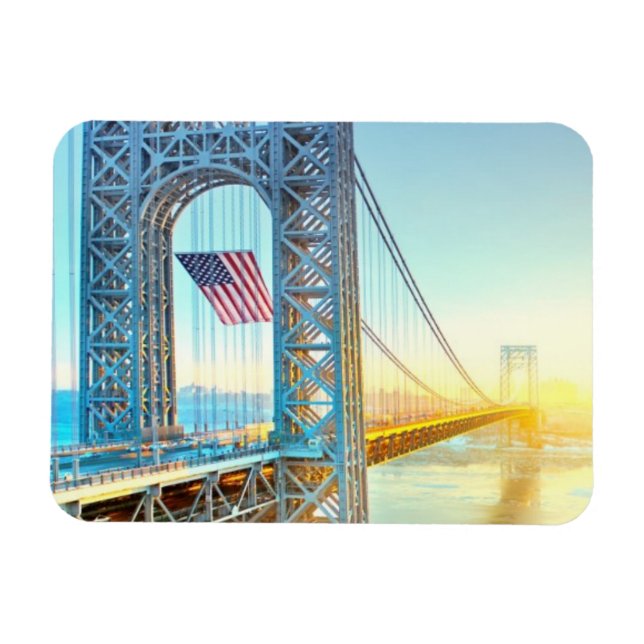 GWB som förbinder Fort Lee NJ och Manhattan NYPlus Magnet (Horisontell)