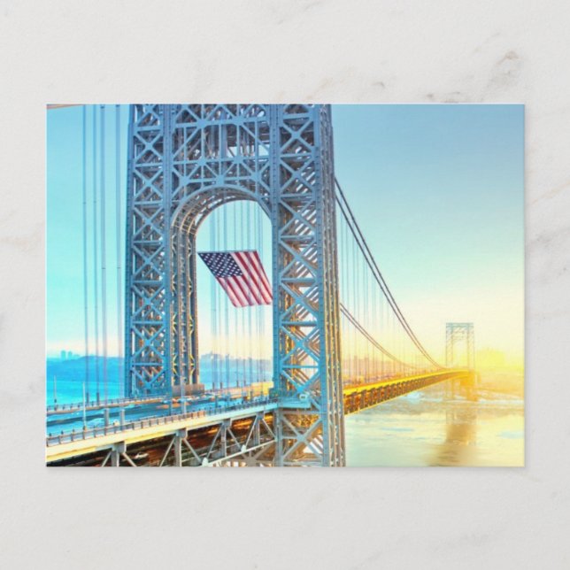 GWB som förbinder Fort Lee NJ och Manhattan NYPlus Vykort (Framsida)