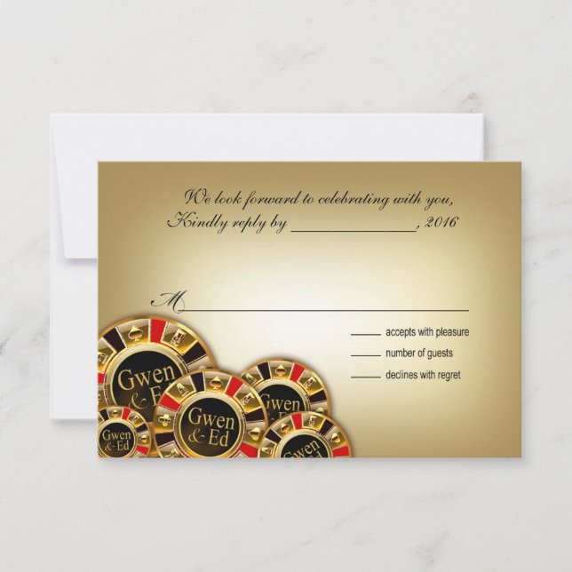 Gwen Las Vegas Casino Party RSVP OSA Kort (Framsida)