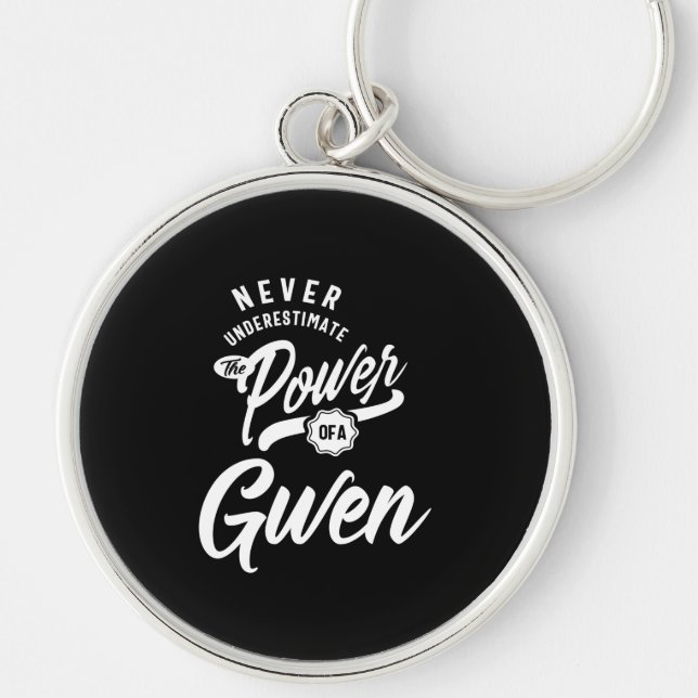 Gwen Personlig Namn Birthday Gift Rund Silverfärgad Nyckelring (Framsidan)