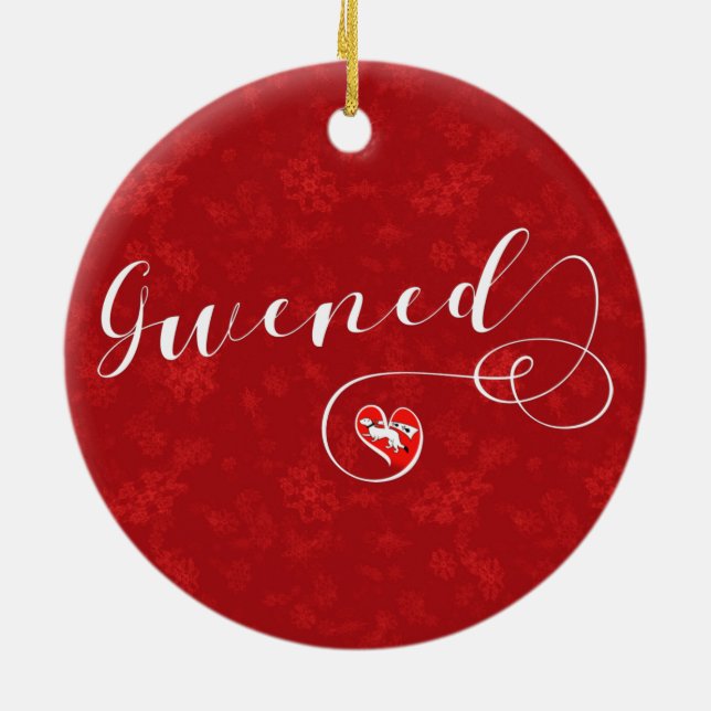 Gwened Flagga in Heart, Vannes, Breton, Brittany Julgransprydnad Keramik (Baksidan)