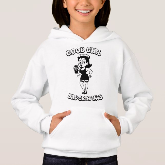 Gwosts Kid's "Good Girl Bad Cravings" Hoodie T Shirt (Framsida)