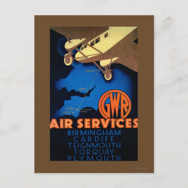 GWR Luft Services Vintage PosterEurope Vykort (Framsida)