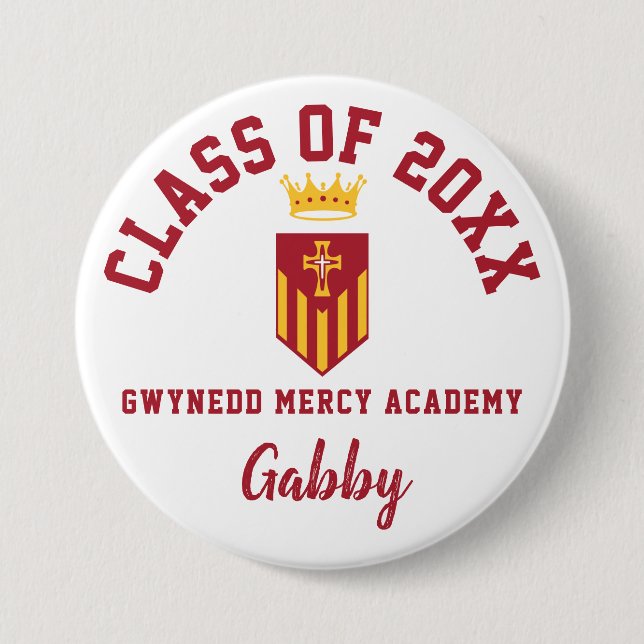Gwynedd Mercy Academy Button Logotyp Anpassningsba Knapp (Framsida)