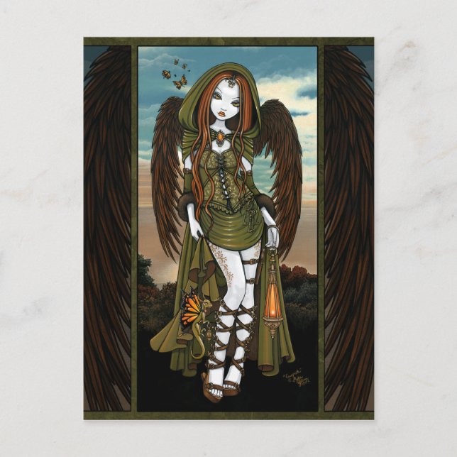 Gwyneth Sunset Dragon Lantern Angel Postcard Vykort (Framsida)