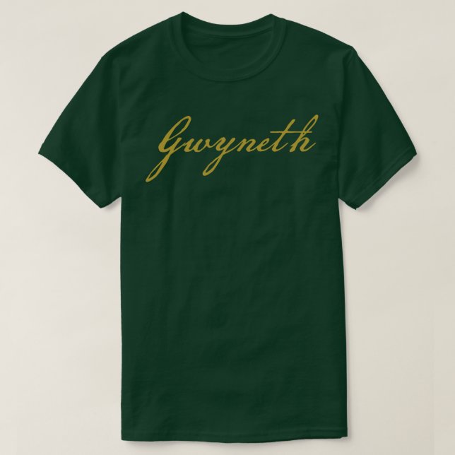 Gwyneth Typography Guld-skript T Shirt (Design framsida)