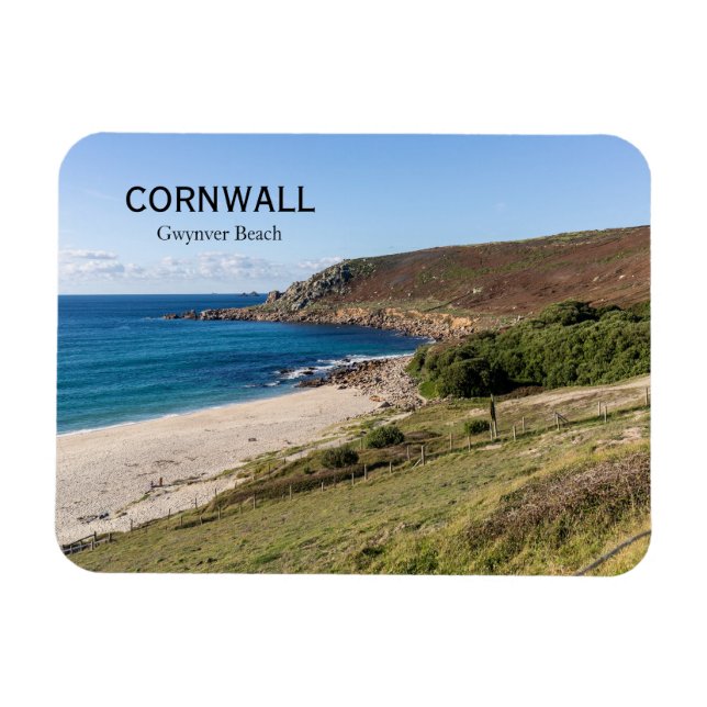 Gwynver Beach i Cornwall England  Magnet (Horisontell)