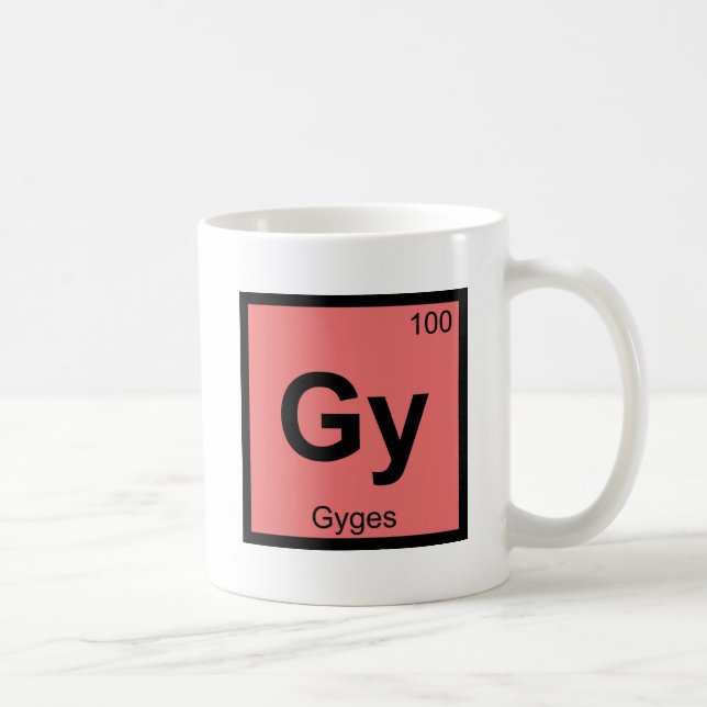 Gy - Gyges Grekisk kemi Periodiska systemet Symbol Kaffemugg (Höger)