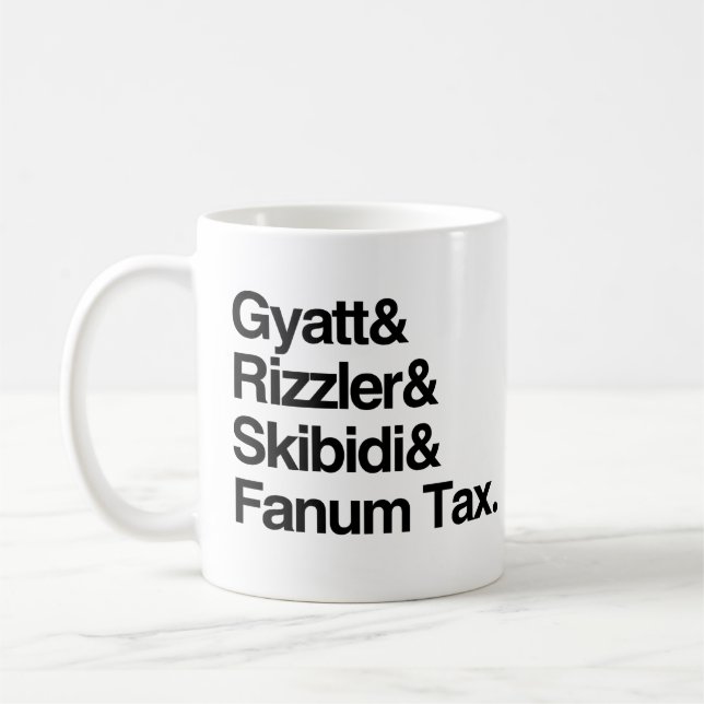 Gyatt Rizzler Skibidi och Fanum Tax Kaffemugg (Vänster)