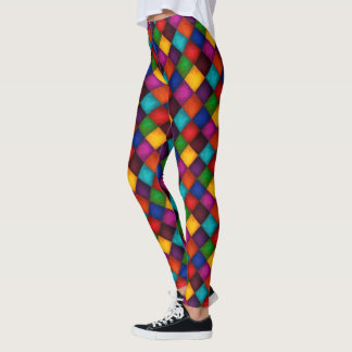 Gyckelmakarebyxor! MultifärgadPatchworkmönster Leggings