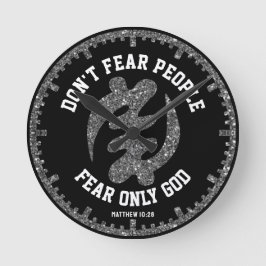 GYE NYAME Adinkra Christian Black Silver Glitter Rund Klocka