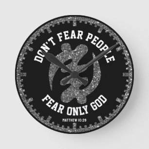 GYE NYAME Adinkra Christian Black Silver Glitter Rund Klocka