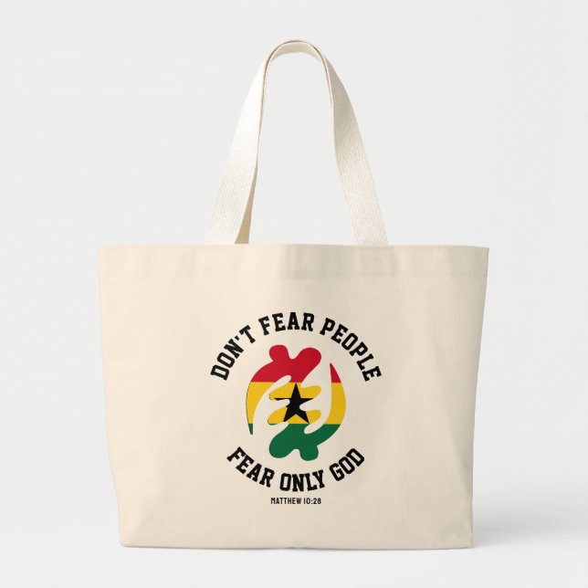 Gye Nyame Adinkra FEAR ENLY GOD Christian Ghana Jumbo Tygkasse (Framsidan)