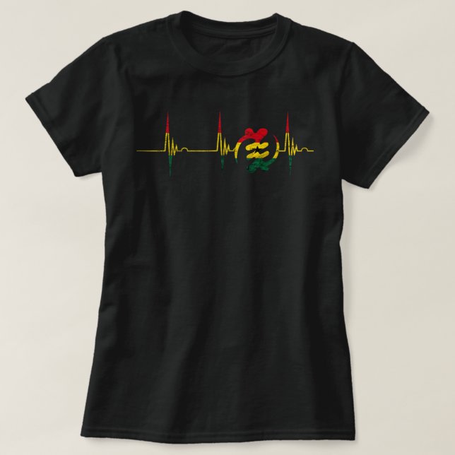 Gye Nyame Adinkra Symbol Ghana Flagga Heartslag EK T Shirt (Design framsida)