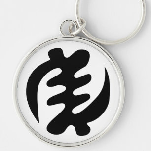 Gye Nyame Gud är högsta Adinkra-symbol Rund Silverfärgad Nyckelring
