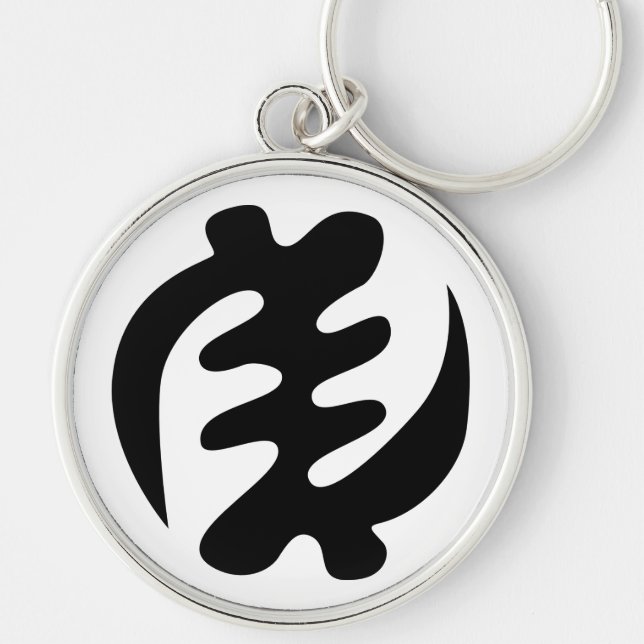 Gye Nyame| Gud är högsta Adinkra-symbol Rund Silverfärgad Nyckelring (Framsidan)