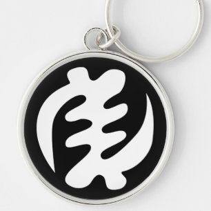 Gye Nyame Gud är högsta Adinkra Symbol Rund Silverfärgad Nyckelring