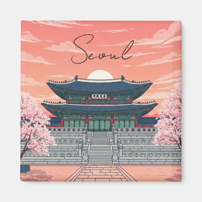 Gyeongbokgung i Söul Sydkorea Magnet (Framsidan)
