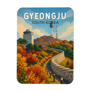 Gyeongju Sydkorea Illustration Resa Konst Magnet