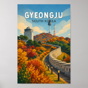 Gyeongju Sydkorea Illustration Resa Konst Poster