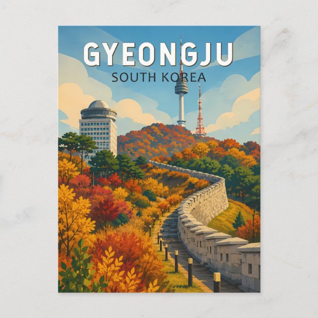 Gyeongju Sydkorea Illustration Resa Konst Vykort (Framsida)