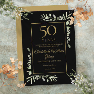 Gylden 50-årsjubileum Spara datum Grönska Inbjudningar