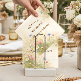 Gylden äng vildblomma Quinceañera Pappersservett