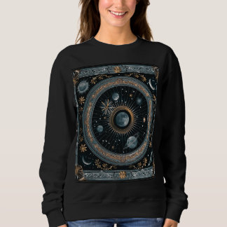 Gylden Celestial Måne Omloppsbana med Detaljerad A T Shirt