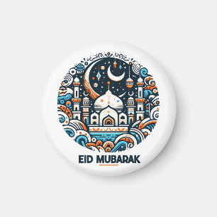 Gylden halvmåne och lykta Eid Mubarak Islamisk Magnet