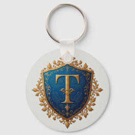 Gylden Heraldisk Sköld Bokstav T Kunglig Monogram Nyckelring