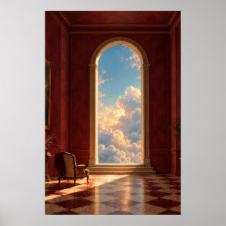 Gylden himmel dörröppning Surrealistisk konst Poster