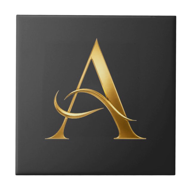 Gylden Initial En Minimalistisk Design Kakelplatta (Framsidan)