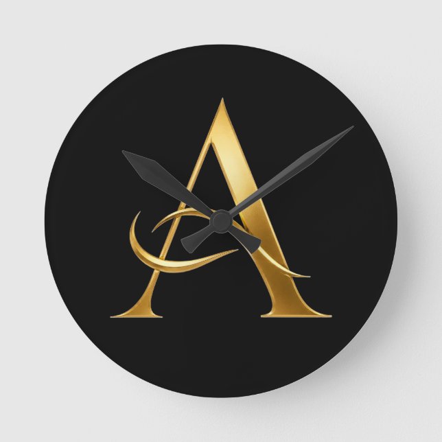 Gylden Initial En Minimalistisk Design Rund Klocka (Framsida)
