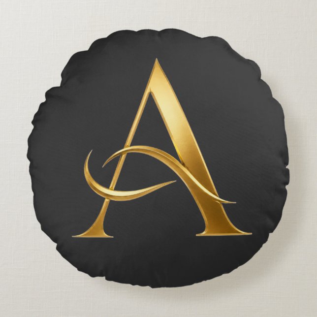 Gylden Initial En Minimalistisk Design Rund Kudde (Framsidan)