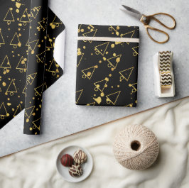 Gylden julgran geometriskt mönster presentpapper