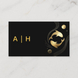 Gylden look - Fiskarna Zodiak -monogram svart Visitkort