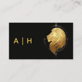 Gylden look - Lejon Zodiak -monogram svart Visitkort