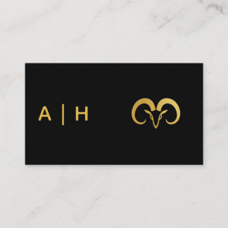 Gylden look - Väduren Zodiak -monogram svart Visitkort