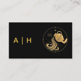 Gylden look - Vattumannen Zodiak -monogram sva Visitkort